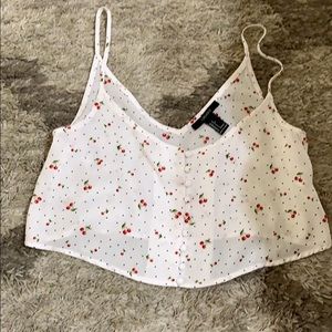 White spaghetti strap with cherries